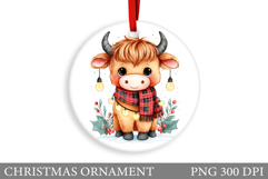 Cute Cow Christmas Ornament. Christmas Ornament Sublimation Product Image 1