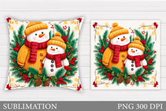 Christmas Snowman Pillow. Christmas Pillow Design Product Image 1