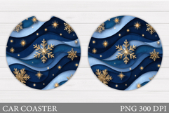 Snowflakes Car Coaster Design. Snowflakes Round Coaster Product Image 1