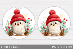 Christmas Bird Car Coaster. Christmas Car Coaster Design Product Image 1