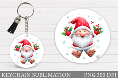 Christmas Gnome Keychain. Christmas Keychain Sublimation Product Image 1