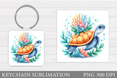 Turtle Keychain Sublimation. Sea Turtle Sublimation Product Image 1