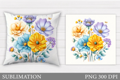 Flowers Pillow Sublimation. Floral Pillow Design Product Image 1