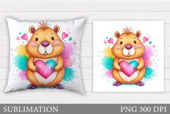 Valentines Capybara Pillow. Valentines Pillow Sublimation Product Image 1