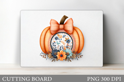 Patchwork Pumpkin Cutting Board. Fall Kitchen Cutting Board Product Image 1