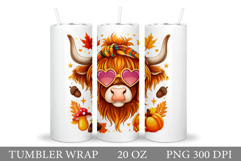 Fall Cow Tumbler Design. Fall tumbler Sublimation Product Image 1