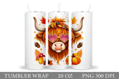 Fall Cow Tumbler Design. Fall tumbler Sublimation Product Image 1