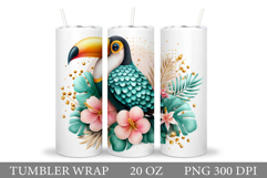 Toucan Tumbler Design. Flowers Tumbler Sublimation Product Image 1