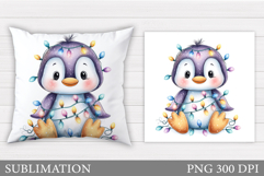 Christmas Penguin Pillow. Christmas Pillow Design Product Image 1