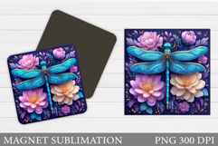 Dragonfly Magnet Sublimation. Floral Magnet Design Product Image 1