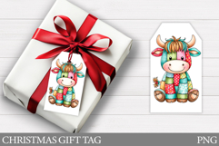 Highland Gift Tag Design. Christmas Cow Gift Tag Printable Product Image 1