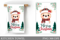 Christmas Bear Kitchen Towel. Christmas Kitchen Towel Design Product Image 1