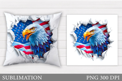 Patriotic Eagle Pillow Design. Patriotic Pillow Sublimation Product Image 1