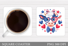 Patriotic Cow Coaster Design. Patriotic Cow Sublimation Product Image 1