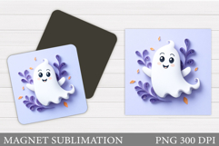 Cute Ghost Magnet Design. Halloween Pumpkin Magnet Product Image 1