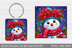 Cute Snowman Keychain Design. Christmas Keychain Sublimation Product Image 1