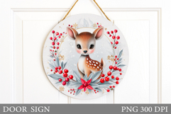 Christmas Deer Door Sign. Christmas Door Sign Sublimation Product Image 1