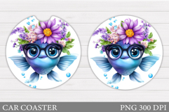 Fish Car Coaster Design. Cute Fish Sublimation Product Image 1