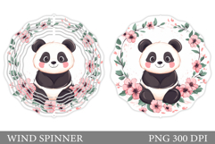 Cute Panda Wind Spinner. Panda Flowers Wind Spinner Design Product Image 1