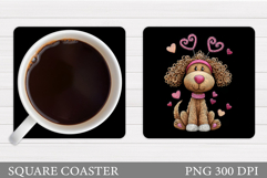 Valentines Dog Coaster. Valentines Dog Coaster Design Product Image 1