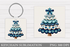 Christmas Tree Keychain. Christmas Round Keychain Design Product Image 1
