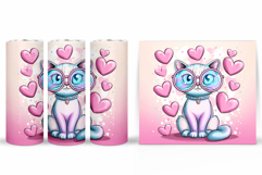 Valentines Cat Tumbler Design. Valentine Tumbler Sublimation Product Image 2