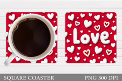 Love Coaster Sublimation. Valentines Coaster Design Product Image 1