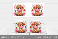 Cute Cow Mug Sublimation. Funny Cow Mug Wrap Design Product Image 1