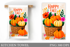 Fall Pumpkin Kitchen Towel. Fall Kitchen Towel Sublimation Product Image 1