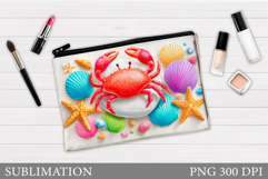 Crab Cosmetics Bag Design. Crab Makeup Pouch Sublimation Product Image 1