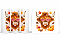 Fall Cow Tumbler Design. Fall tumbler Sublimation Product Image 2