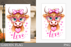 Valentines Cow Garden Flag. Valentines Garden Flag Design Product Image 1