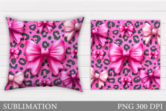Pink Bows Pillow Design. Pink Bows Sublimation Product Image 1