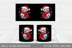 Disco Snowman Mug Design. Christmas Mug Sublimation Product Image 1