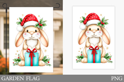 Christmas Bunny Garden Flag. Christmas Garden Flag Design Product Image 1