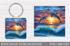 Dolphins Keychain Design. Sea Keychain Sublimation Product Image 1