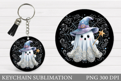 Halloween Keychain Sublimation. Ghost Keychain Design Product Image 1