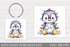 Cute Penguin Keychain Design. Christmas Keychain Sublimation Product Image 1