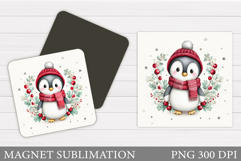 Christmas Magnet Design. Penguin Magnet Sublimation Product Image 1