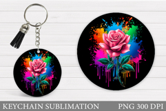 Roses Keychain Sublimation. Flowers Keychain Design Product Image 1