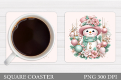 Cute Snowman Coaster. Christmas Coaster Sublimation Product Image 1