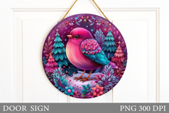 Christmas Bird Door Sign. Christmas Door Sign Sublimation Product Image 1