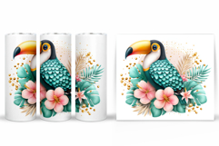 Toucan Tumbler Design. Flowers Tumbler Sublimation Product Image 2