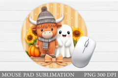 Highland Cow Mouse Pad. Fall Cow Mouse Pad Design Product Image 1