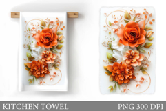 Flowers Kitchen Towel. Floral Kitchen Towel Sublimation Product Image 1