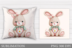 Cute Bunny Pillow Design. Cute Bunny Sublimation Product Image 1