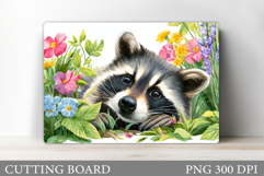 Cute Raccoon Cutting Board. Cute Raccoon Sublimation Product Image 1