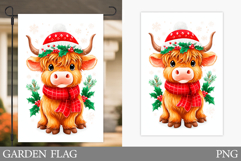 Christmas Cow Garden Flag. Christmas Garden Flag Sublimation Product Image 1
