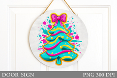Christmas Tree Door Sign. Christmas Door Sign Design Product Image 1
