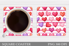 Hearts Coaster Sublimation. Hearts Square Coaster Design Product Image 1